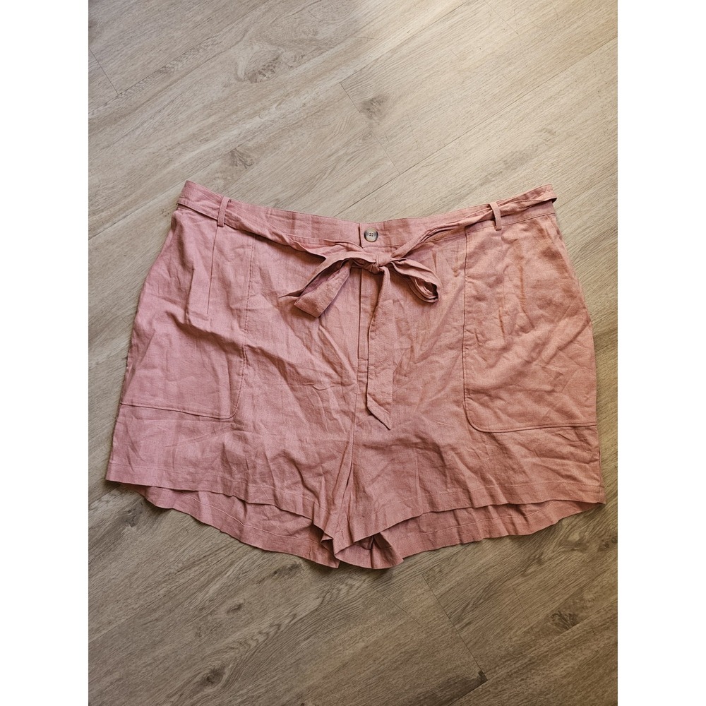 NWT Modcloth Women's Pink Linen Short Size 3XL With Belt